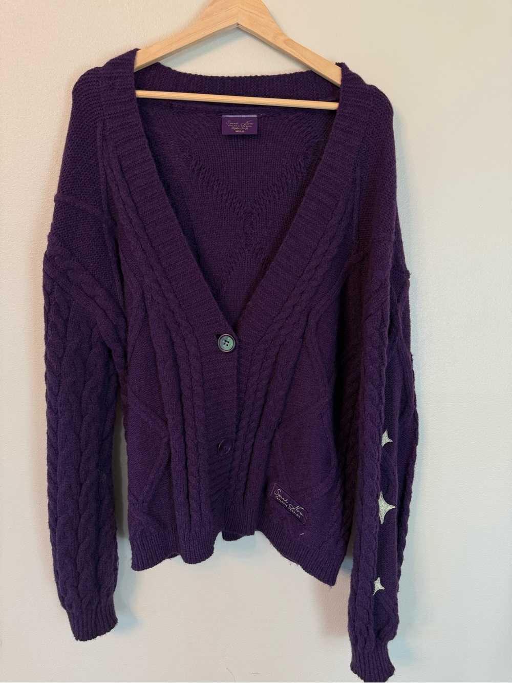 Taylor Swift Speak Now Taylor’s Version Cardigan Purple Cable Knit M/L - Picture 3 of 6